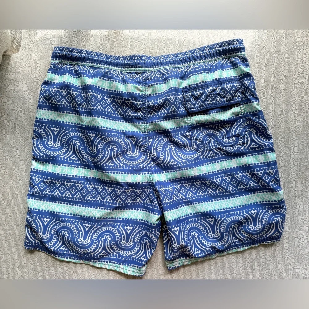 Vineyard Vines Men’s Blue and Green Patterned Swim Trunks Sz Small